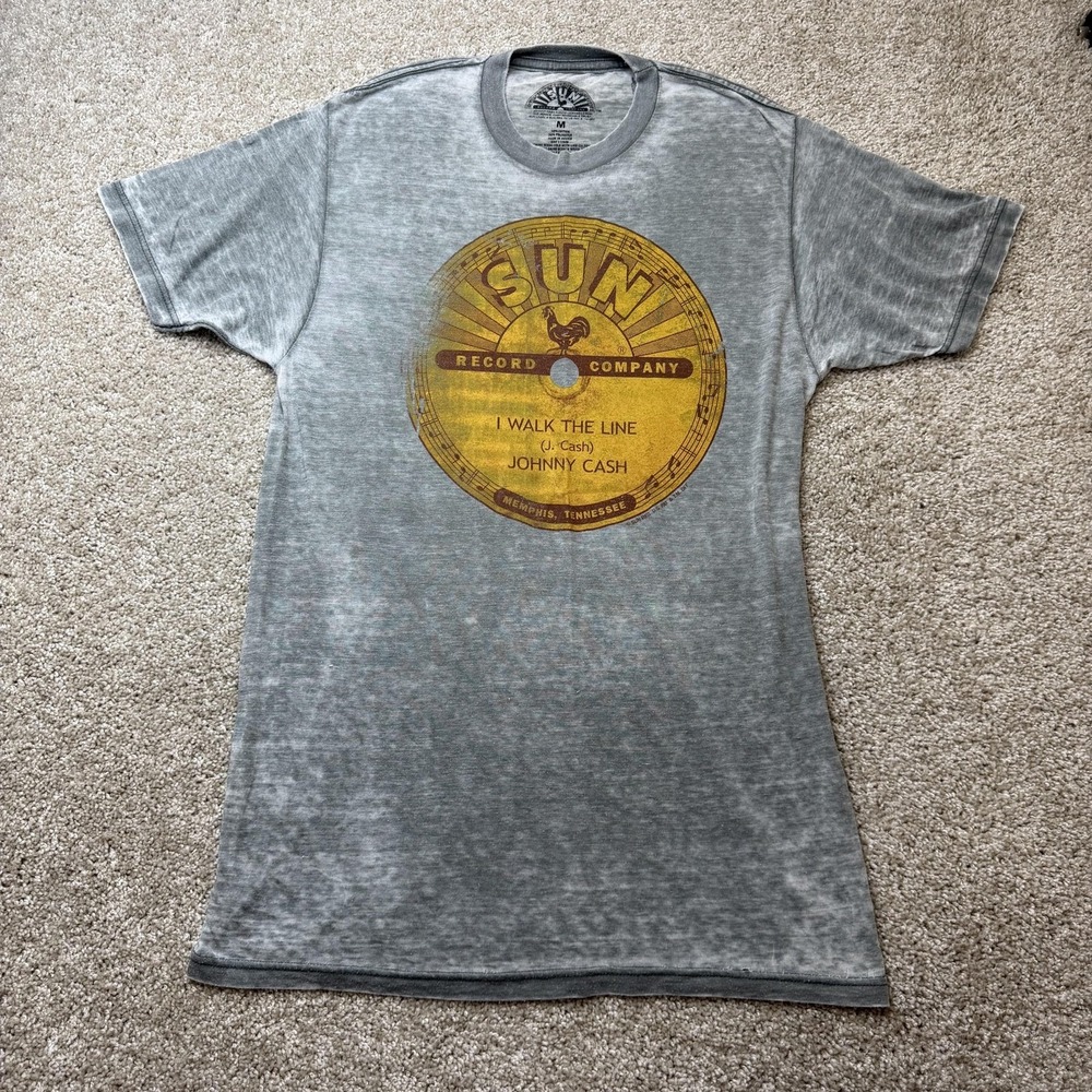 Sun Record Company Shirt Mens Medium Gray Johnny Cash I Walk The Line T-Shirt